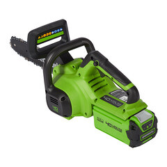 Пила цепная аккумуляторная Greenworks 40V G40CS30IIK2 40 В 12" шаг 3/8" паз 1,1 мм 45 звеньев Li-Ion 2Ач 1 АКБ и ЗУ (2007807UA) - фото 6