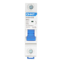Изображение товара Автоматический выключатель модульный Chint NXB-63S 1P 63А тип B 4,5 кА 230 В (296703)