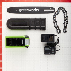 Пила цепная аккумуляторная Greenworks 40V G40CS30IIK2 40 В 12" шаг 3/8" паз 1,1 мм 45 звеньев Li-Ion 2Ач 1 АКБ и ЗУ (2007807UA) - фото 2