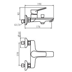 Смеситель для ванны Esko Dubai черный однорычажный с коротким изливом без лейки (DI 54 B) - фото 2