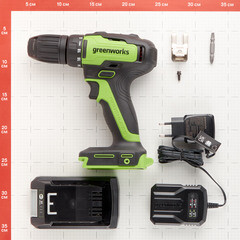 Дрель-шуруповерт аккумуляторная бесщеточная Greenworks GD24AGK2 24 В 2 Ач Li-Ion 1 АКБ и ЗУ (3704007UA) - фото 4