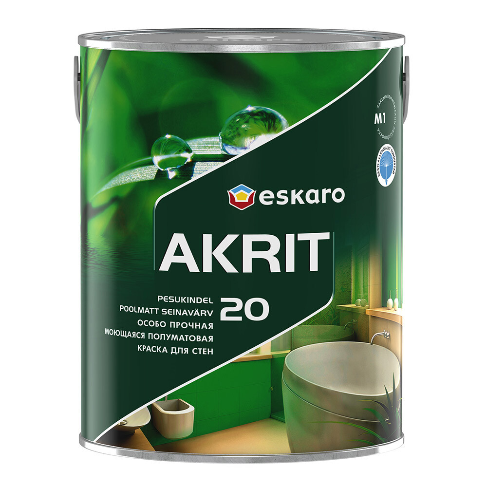 Изображение товара Краска моющаяся Eskaro Akrit 20 база TR бесцветная 2,7 л