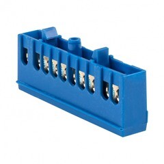 Шина нулевая в изолированном корпусе на DIN-рейку EKF PROxima 6х9 мм 10 отверстий синяя (20 шт.) (sn0-63-10-ib) - фото 1