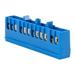 Шина нулевая в изолированном корпусе на DIN-рейку EKF PROxima 6х9 мм 12 отверстий синяя (20 шт.) (sn0-63-12-ib) - фото 1