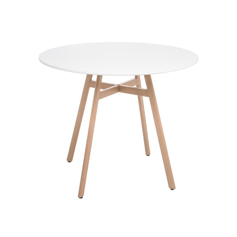 Изображение товара Круглый кухонный стол Woodville Сканди 0,9 м белый натуральное дерево