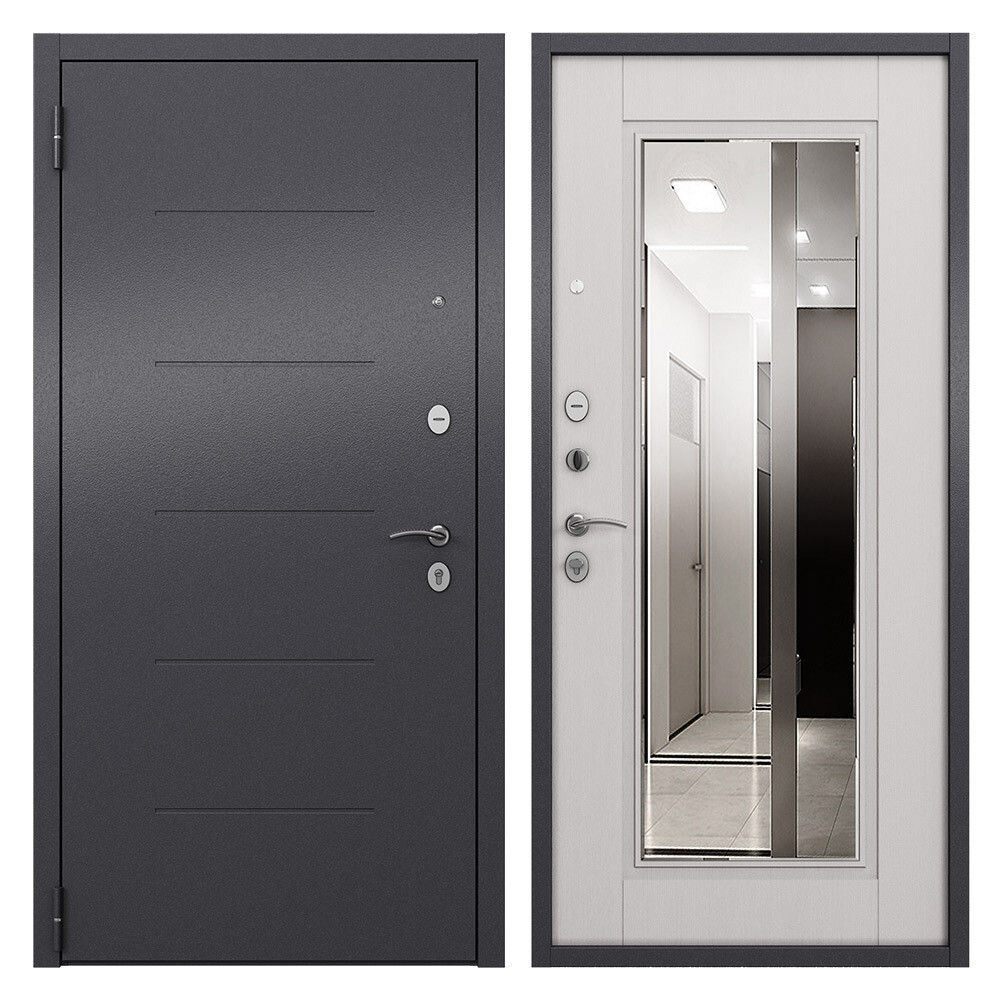 Изображение товара Входная стальная дверь Mastino Home Eco с зеркалом, левая, 960х2050 мм