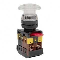 Кнопка грибок EKF PROxima AELA-22 230 В 1NO+1NC IP40 без фиксации с подсветкой белая (pbn-aela-1w-220) - фото 1