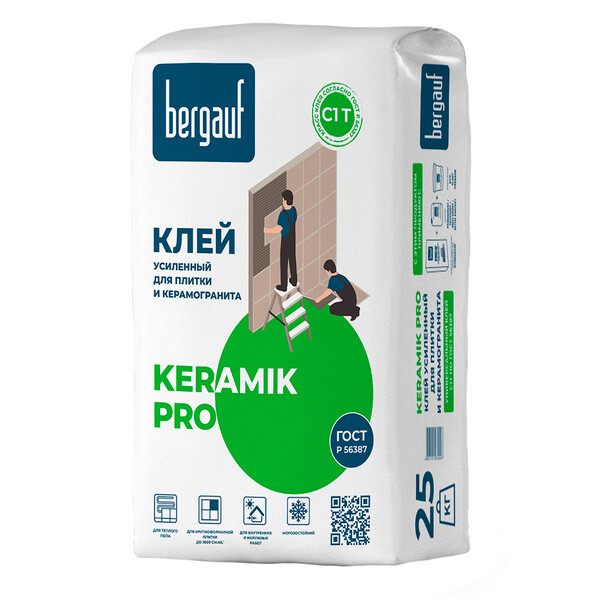 Клей для плитки/ керамогранита Bergauf Keramik Pro усиленный серый ...