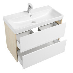 Тумба под раковину Aquaton Сканди 90 см подвесная белая/дуб верона (1A251901SDB20) - фото 8