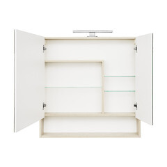 Зеркальный шкаф Aquaton Сканди 85х85х13 см белый/дуб верона - фото 7