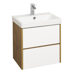 Изображение товара Тумба под раковину Aquaton Сканди 55 см подвесная белая/дуб рустикальный (1A251701SDZ90)