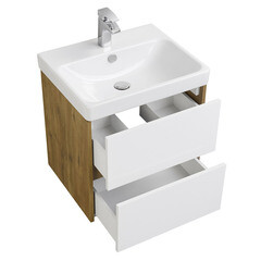 Тумба под раковину Aquaton Сканди 55 см подвесная белая/дуб рустикальный (1A251701SDZ90) - фото 7