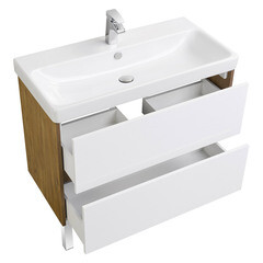 Тумба под раковину Aquaton Сканди 90 см подвесная белая/дуб рустикальный (1A251901SDZ90) - фото 7