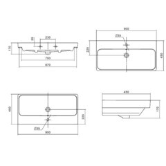 Раковина для тумбы Santek Адриана 90 см (1WH501629) - фото 2