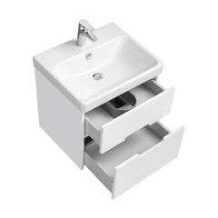 Тумба под раковину Aquaton Оливия 55 см подвесная белая (1A254201OL010) - фото 9