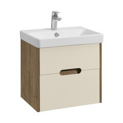 Изображение товара Тумба под раковину Aquaton Оливия 55 см подвесная бежевая/дуб веллингтон (1A254201OLVG0)