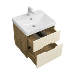 Тумба под раковину Aquaton Оливия 55 см подвесная бежевая/дуб веллингтон (1A254201OLVG0) - фото 9