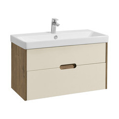 Изображение товара Тумба под раковину Aquaton Оливия 90 см подвесная бежевая/дуб веллингтон (1A254401OLVG0)