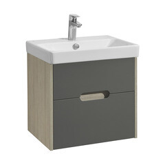 Изображение товара Тумба под раковину Aquaton Оливия 55 см подвесная грей/дуб ойстер (1A254201OLUG0)