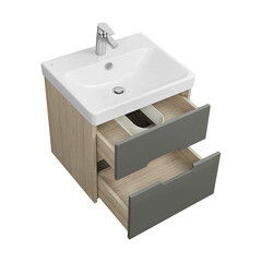 Тумба под раковину Aquaton Оливия 55 см подвесная грей/дуб ойстер (1A254201OLUG0) - фото 8