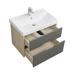 Тумба под раковину Aquaton Оливия 70 см подвесная грей/дуб ойстер (1A254301OLUG0) - фото 9