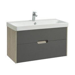 Изображение товара Тумба под раковину Aquaton Оливия 90 см подвесная грей/дуб ойстер (1A254401OLUG0)