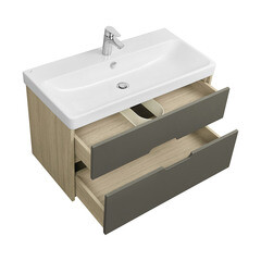 Тумба под раковину Aquaton Оливия 90 см подвесная грей/дуб ойстер (1A254401OLUG0) - фото 7