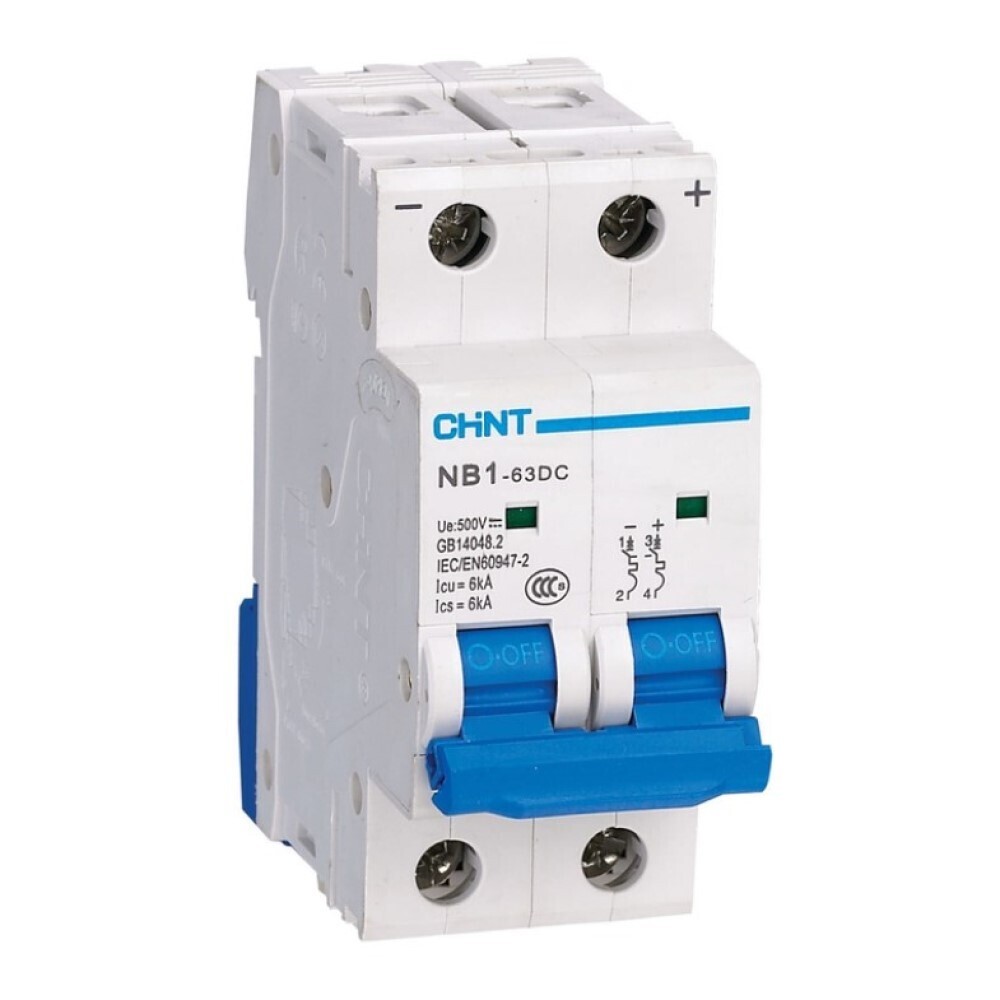 Изображение товара Автоматический выключатель Chint NB1-63DC 63А 2P 500В тип C