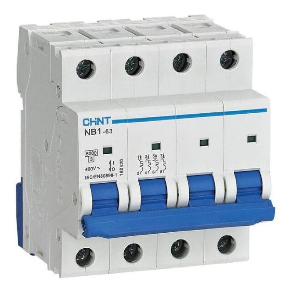 Изображение товара Автоматический выключатель модульный Chint NB1-63 4P 20А 6 кА IP20
