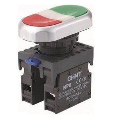 Изображение товара Кнопка овальная Chint NP8 220 В IP65 без подсветки пуск-стоп красно-зеленая (667178)