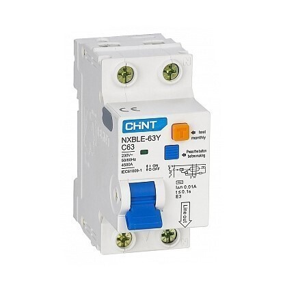 Изображение товара Автомат дифференциальный Chint NXBLE-63Y 50А 1P+N для защиты от токов утечки