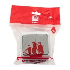 Выключатель EKF Мурманск двухклавишный накладной серый (EFV10-023-30-54) - фото 3