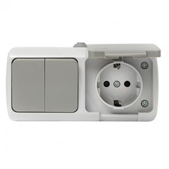 Блок выключатель и розетка EKF Мурманск двухклавишный накладной серый (EFRV16-052-30-540) - фото 10