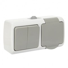 Блок выключатель и розетка EKF Мурманск двухклавишный накладной серый (EFRV16-052-30-540) - фото 4