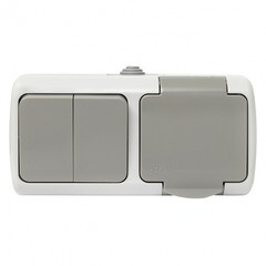 Блок выключатель и розетка EKF Мурманск двухклавишный накладной серый (EFRV16-052-30-540) - фото 9