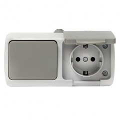 Блок выключатель и розетка EKF Мурманск одноклавишный накладной серый (EFRV16-050-30-540) - фото 7