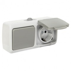 Блок выключатель и розетка EKF Мурманск одноклавишный накладной серый (EFRV16-050-30-540) - фото 1