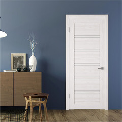 Дверь межкомнатная Лайт 28 900х2000 мм финишпленка 3D day со стеклом с замком и петлями - фото 5