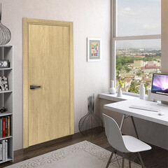 Дверь межкомнатная Ставерн 900х2000 мм ПВХ дуб мадейра янтарь глухая с замком - фото 4