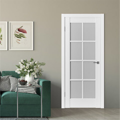 Дверь межкомнатная ER1 800х2000 мм ПВХ эмалекс белая со стеклом с замком и петлями - фото 5