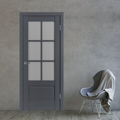 Дверь межкомнатная ER2 700х2000 мм ПВХ эмалекс оникс со стеклом с замком и петлями - фото 2