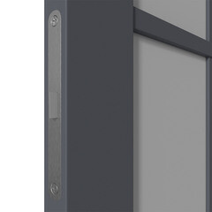 Дверь межкомнатная ER2 800х2000 мм ПВХ эмалекс оникс со стеклом с замком и петлями - фото 3