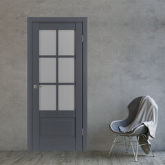 Дверь межкомнатная ER2 800х2000 мм ПВХ эмалекс оникс со стеклом с замком и петлями - фото 2