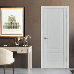 Дверь межкомнатная ER2 600х2000 мм ПВХ эмалекс серая глухая с замком и петлями - фото 5