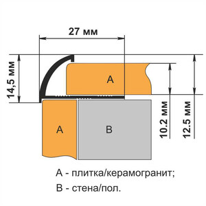Профиль для плитки до 10 мм окантовочный наружный алюминиевый ...
