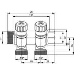 Коллектор Tece 1 ВР(г) х 2 выхода 3/4 НР(ш) ЕК х 1 НР(ш) с запорными вентилями (8730010) - фото 5