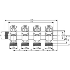 Коллектор Tece 1 ВР(г) х 4 выхода 3/4 НР(ш) ЕК х 1 НР(ш) с запорными вентилями (8730040) - фото 5