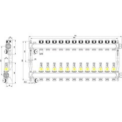 Коллектор для теплого пола Tece 1 ВР(г) х 12 выходов 3/4 НР(ш) ЕК х 1 ВР(г) с расходомерами (77310012) - фото 6