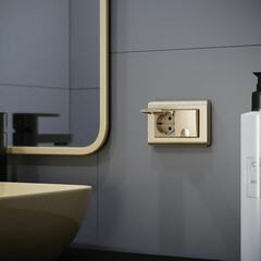 Розетка Werkel встраиваемая шампань рифленая со шторками с крышкой (a057287) - фото 3