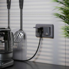 Розетка Werkel встраиваемая графит рифленый со шторками с крышкой (a057291) - фото 2